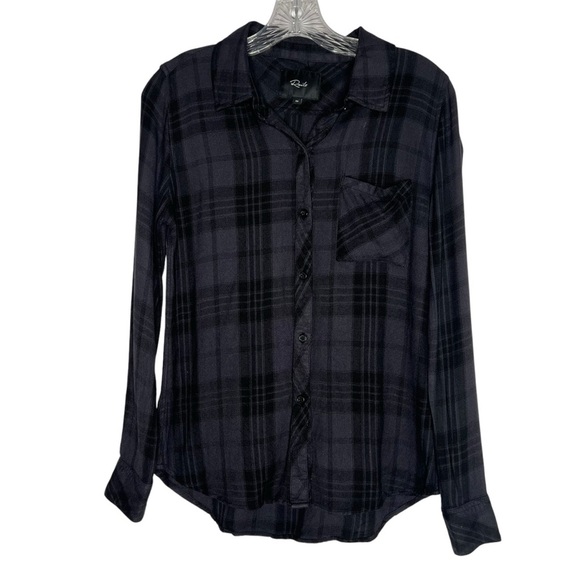 Rails Black and Grey Plaid Button Down Hunter Shirt size XS - Picture 2 of 7